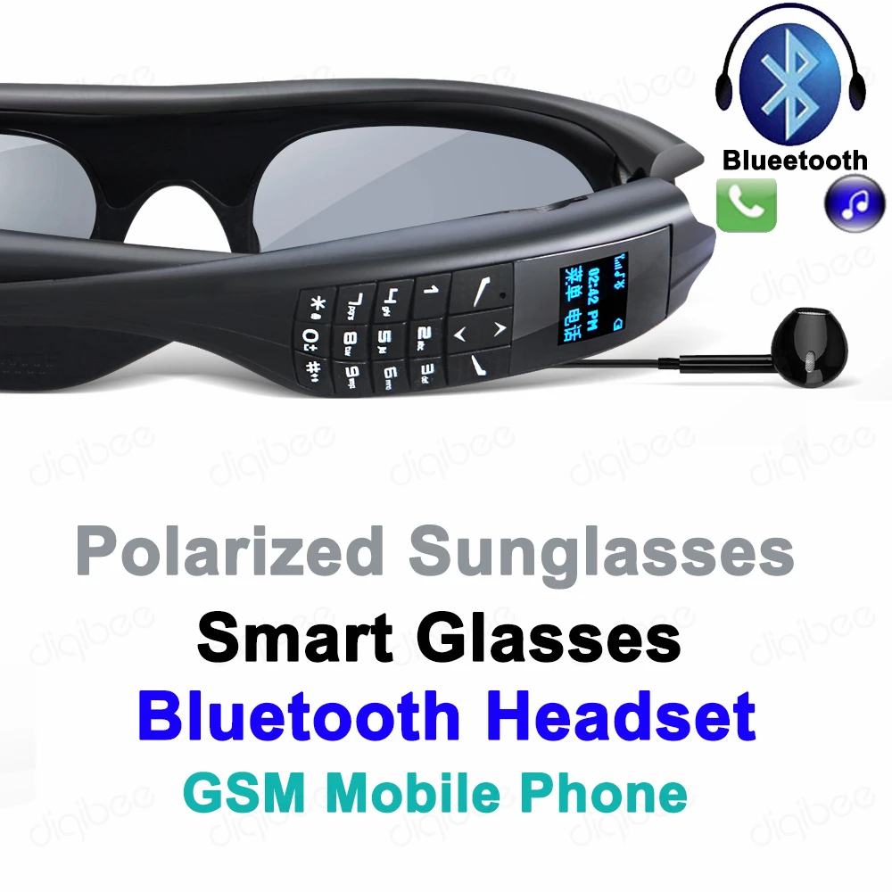 Многофункциональный сотовый телефон GSM Bluetooth 4 1 Гарнитура FM радио очки камера