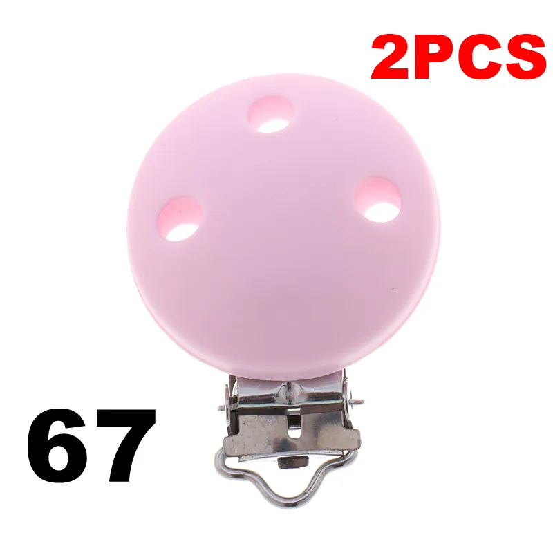 RC-67 Baby Pink Fkisbox 2pcs Mouse Pacifier Clip Silicone Bead Baby Teether& Plastic Teething Accessories Nipple Clasps Toy DIY Round Koala - Цвет: RC-67 Baby Pink