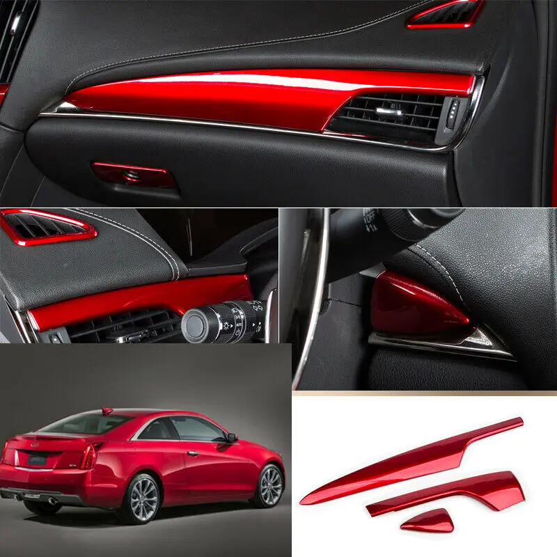 Крышка приборной панели красного цвета для Cadillac ATS 2013-2019 ABS 3 шт.