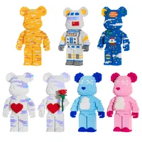 color net red love violent bear series assemble building block toy model bricks with lighting set antistress toys for kids gift