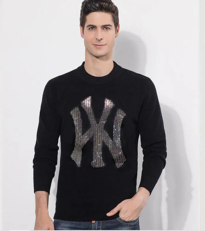 

Men Shirt Long-Sleeved Casual sweaters For Men Slim Fit black Colors Male Hot drill design