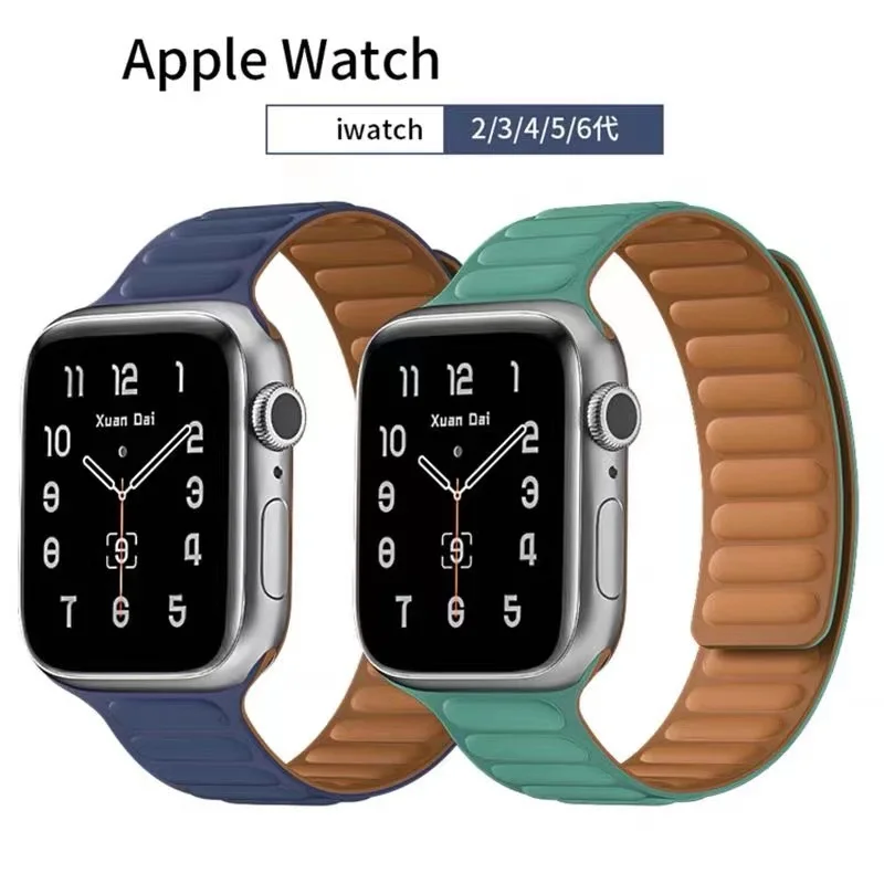 

Silicone link loop Magnetic strap For apple watch band 38MM 42MM iWatch series 6 SE 5 4 3 2 1 Sport Rubber bracelet 40MM 44MM