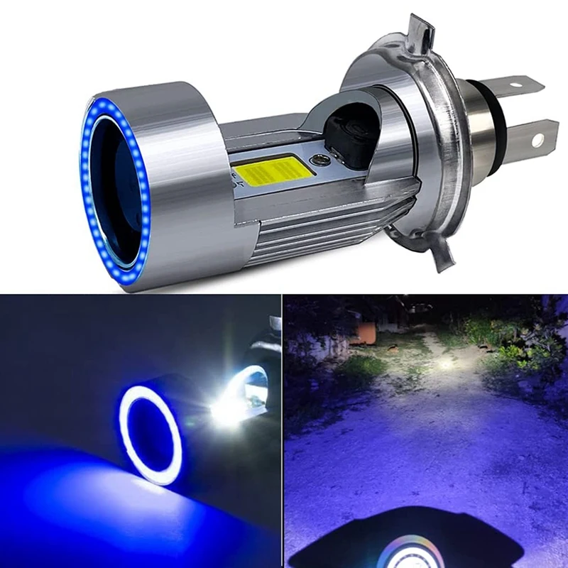 

H4 LED Headlight Bulb Motorcycle Hi/Lo Beam with Angel Eye Daytime Running Light 25W 3000LM Super Bright 6000K