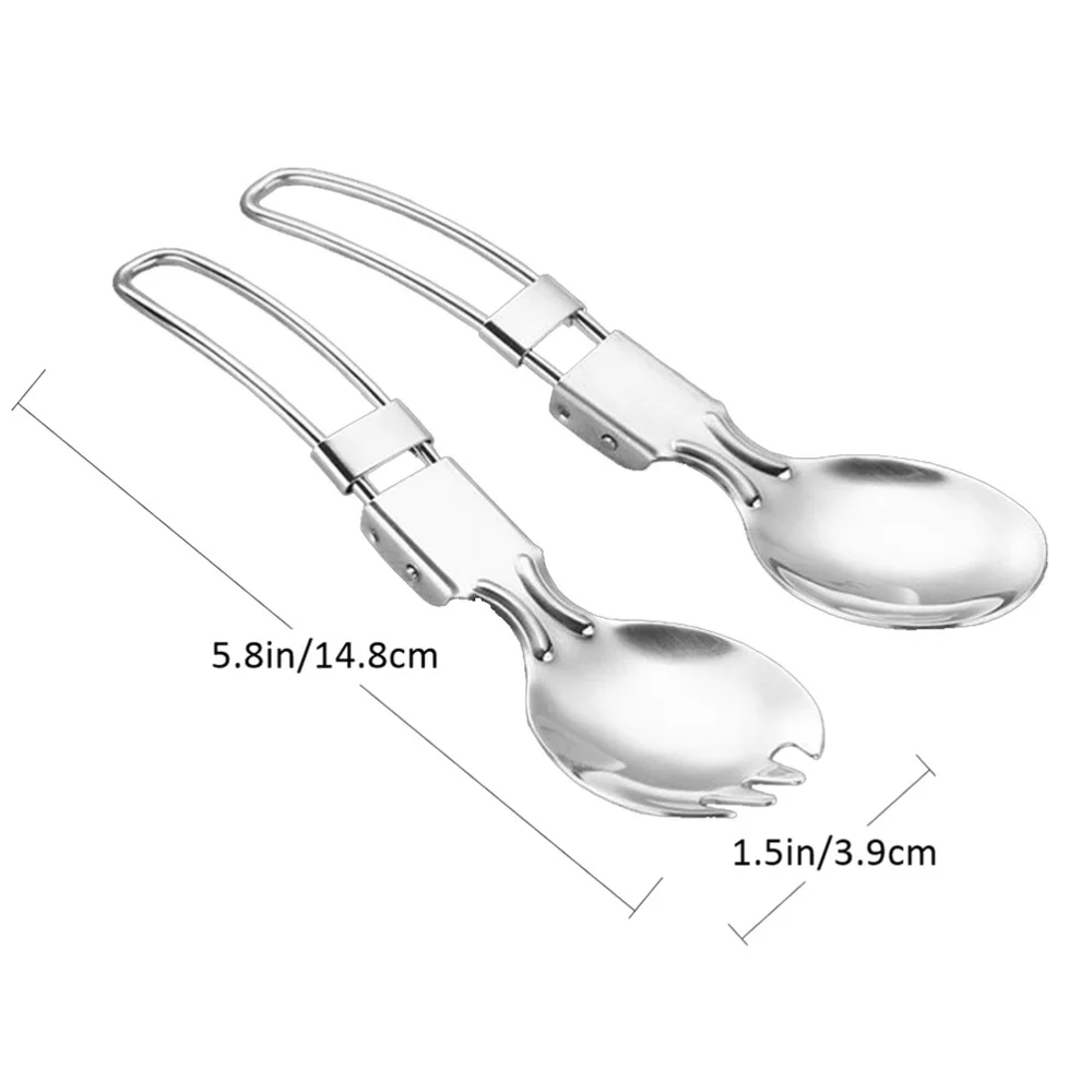

4pcs Stainless Steel Portable Fork Spoons Outdoor Portable Camping Cutlery Spork