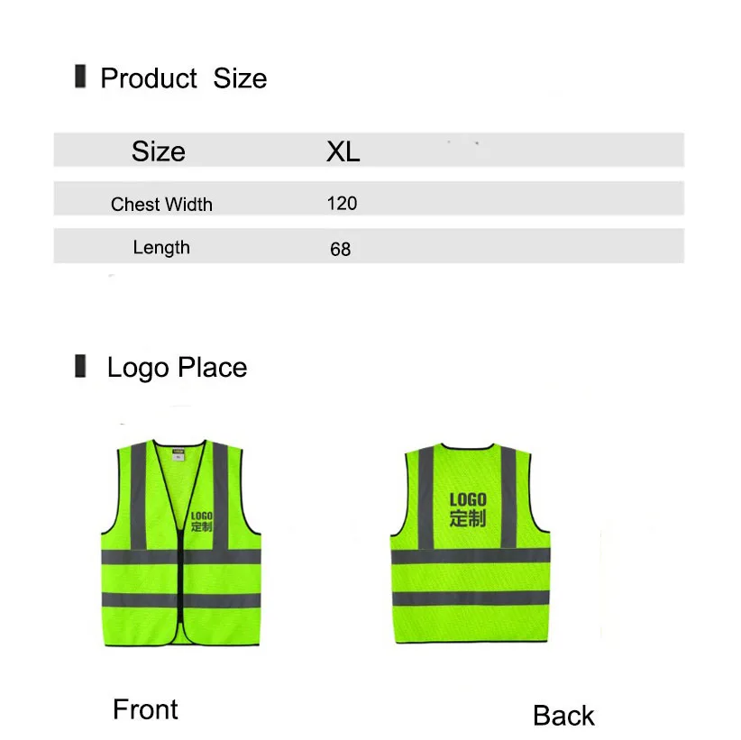 

Free Shipping High Visibility Neon Yellow Solid Mesh Safety Vest with Reflective Strips and Zipper Front