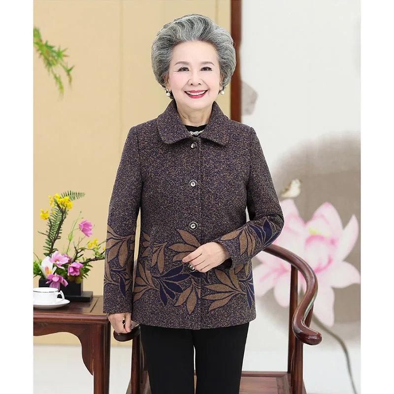 Пальто для женщин среднего и пожилого возраста новинка демисезонное шерстяное