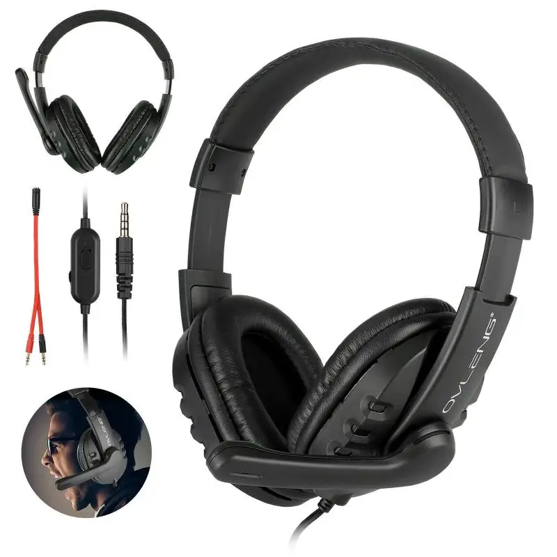 

Gaming Headset 3.5mm Jack Gamer Wired Headphone Noise Reduction Sound Stereo Surround Headphones Portable Audio With Mic
