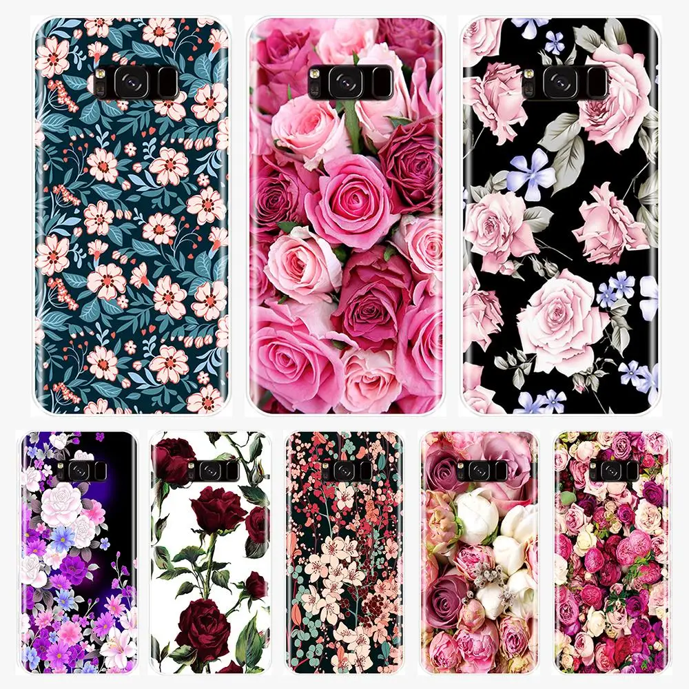 Чехол для телефона Samsung Note 4 5 8 9 Силиконовый ТПУ мягкий винтажный с цветами Galaxy S3 S5