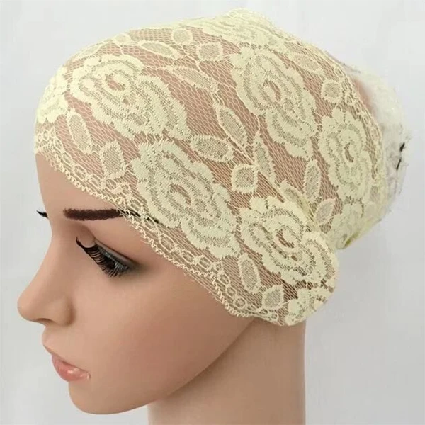 Женский мусульманский Элегантный Кружевной головной убор Цветочная Кружевная