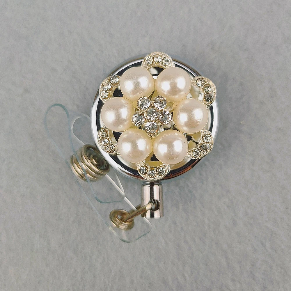 50 шт./лот высокое качество стразы жемчуг медсестры учительницы выдвижная катушка