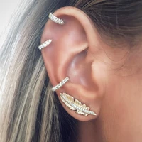 4 pcsset retro stub earrings set fashion golden feather earrings little circle crystal leaf rhinestones jewelry women bohemia