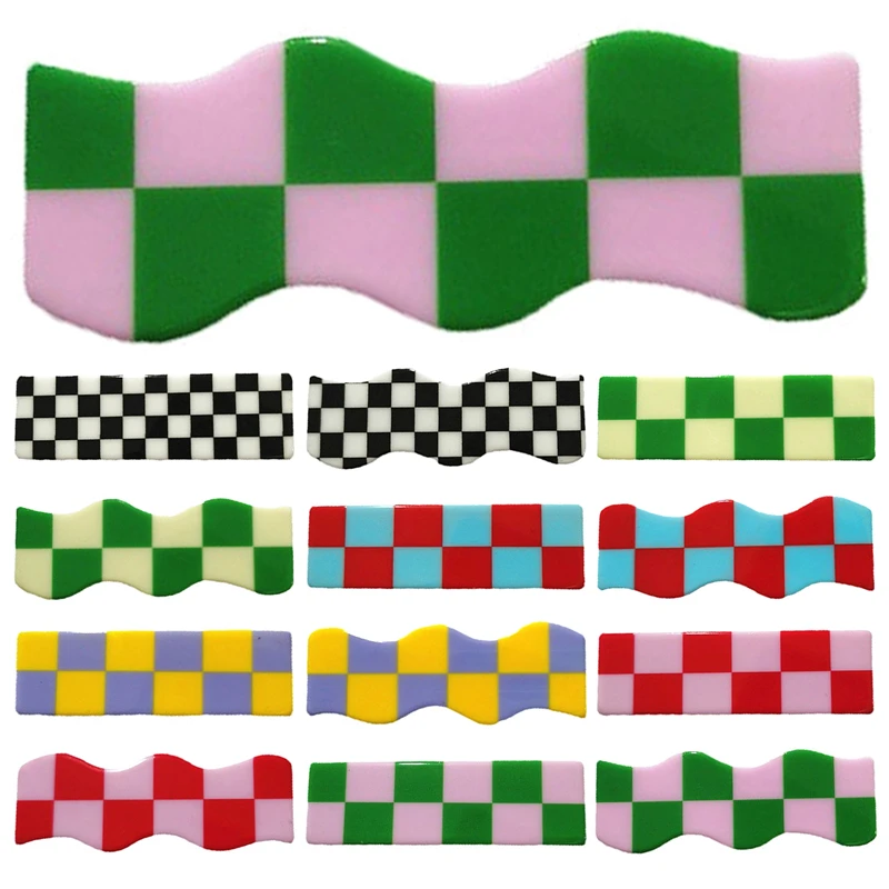 

Summer Style Cute Back Head Color Square Check Hairpin Rainbow Jump Check Acrylic Acetate Check Side Clip For Woman Girl New