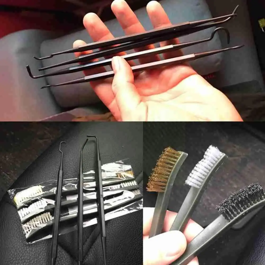 

Car Detailing Cleaning Tools Supplies 7-piece Cleaning Finished Nylon Double-headed Pick 4 3 And Wire Brushes Pics Hook Bru I0t2
