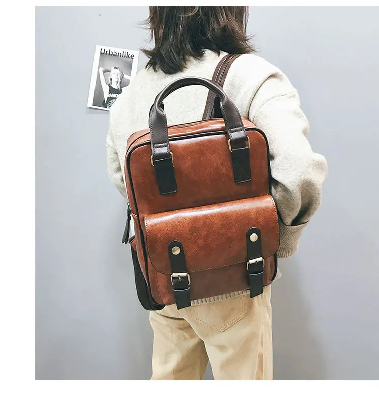 Beibaobao модный рюкзак Mochila Feminina с защитой от кражи, школьные сумки, водонепроницаемые дорожные винтажные рюкзаки для ноутбука, коричневый кожаный большой женский рюкзак