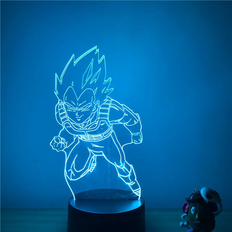 Dragon Ball Z Вегета ГОКу супер сайян, «Жемчуг дракона 3D светодиодный Ночной светильник 7 цветов сенсорный оптический Иллюзия фигурку настольная лампа украшения