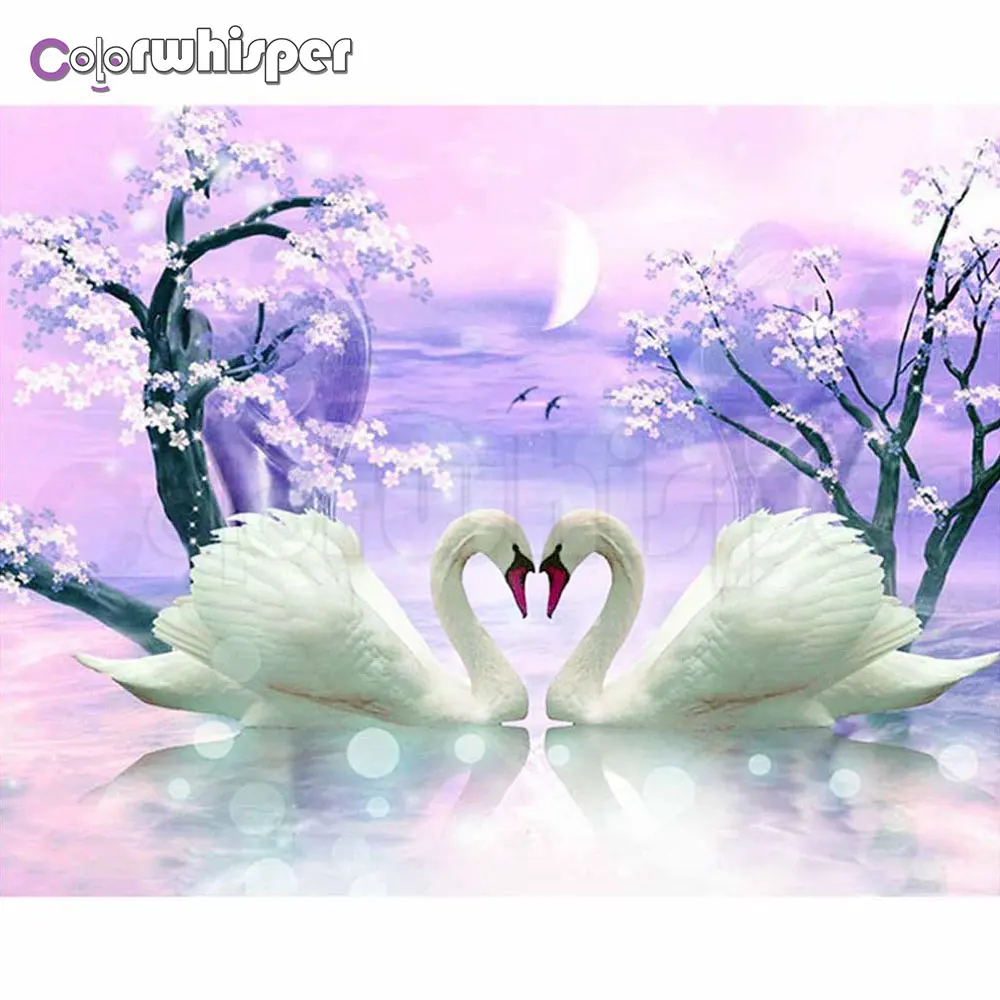 Алмазная живопись 5D полный квадратный/круглый Лебедь пейзаж озеро бриллиант