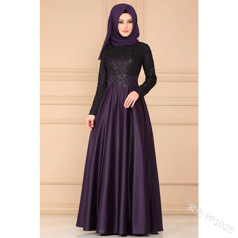 Мусульманское кружевное платье с длинными рукавами в стиле ретро этническом 2019 |