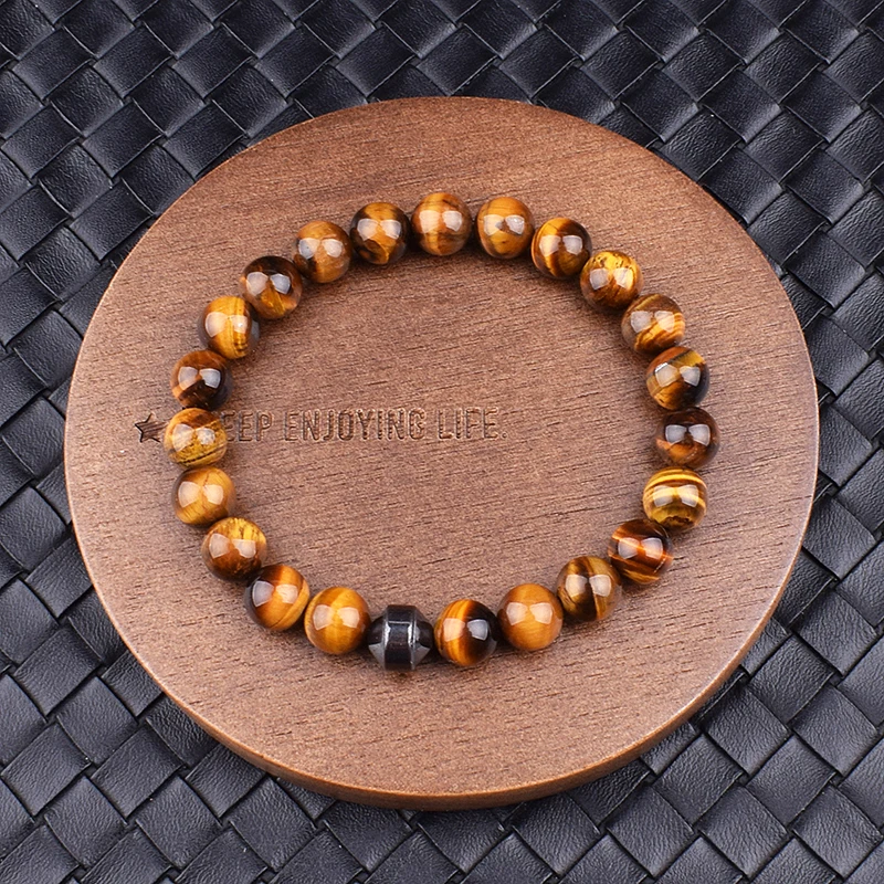 Браслеты мужские из гематита и бирюзы с черной линией модные ювелирные украшения