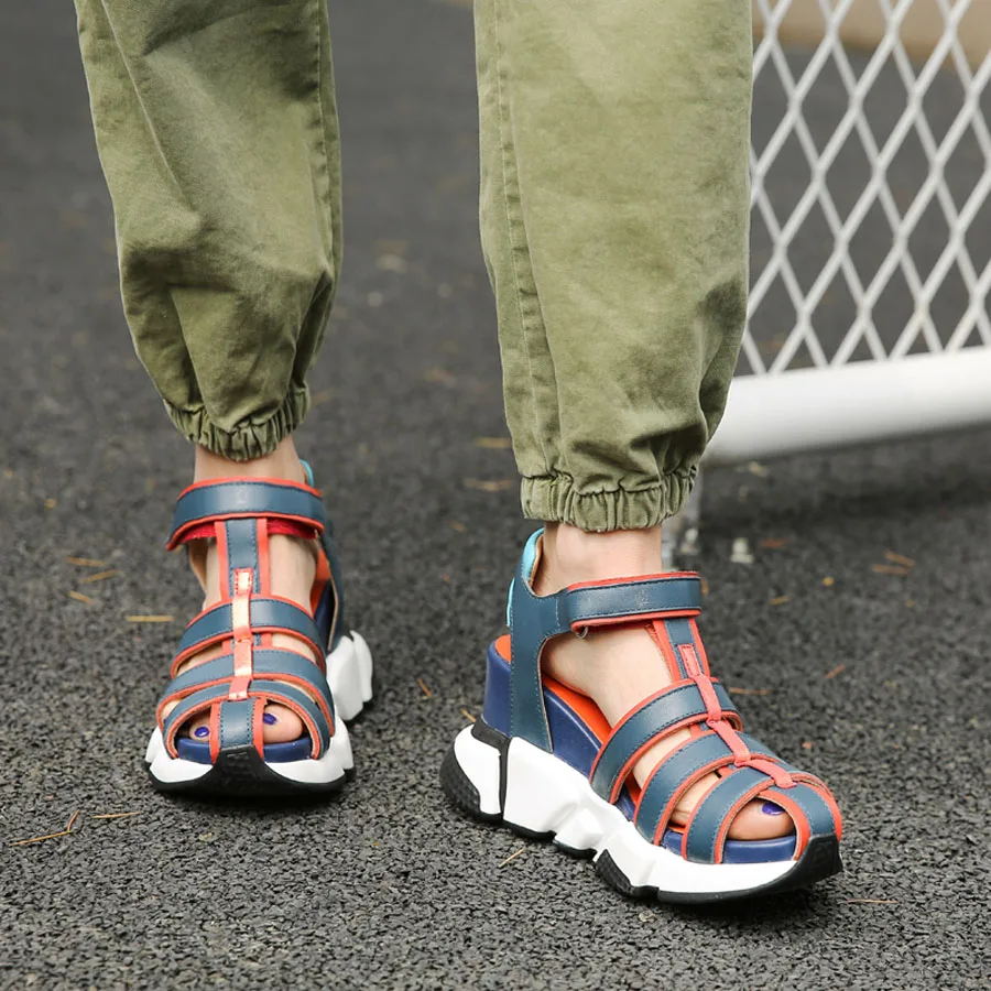 Prova Perfetto 2020 Новые разноцветные повседневные сандалии из натуральной кожи женские