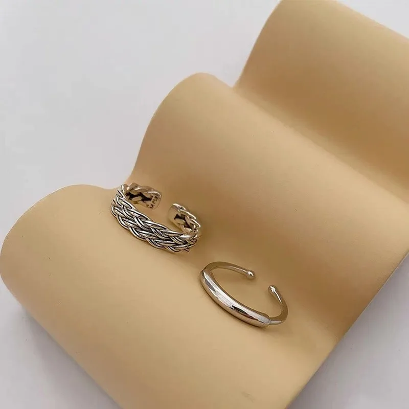 

Origin Summer French Minimalist Twist Rope Rings for Women Silver Color Alloy Adjustable Open Charm Rings Vintage Accessories