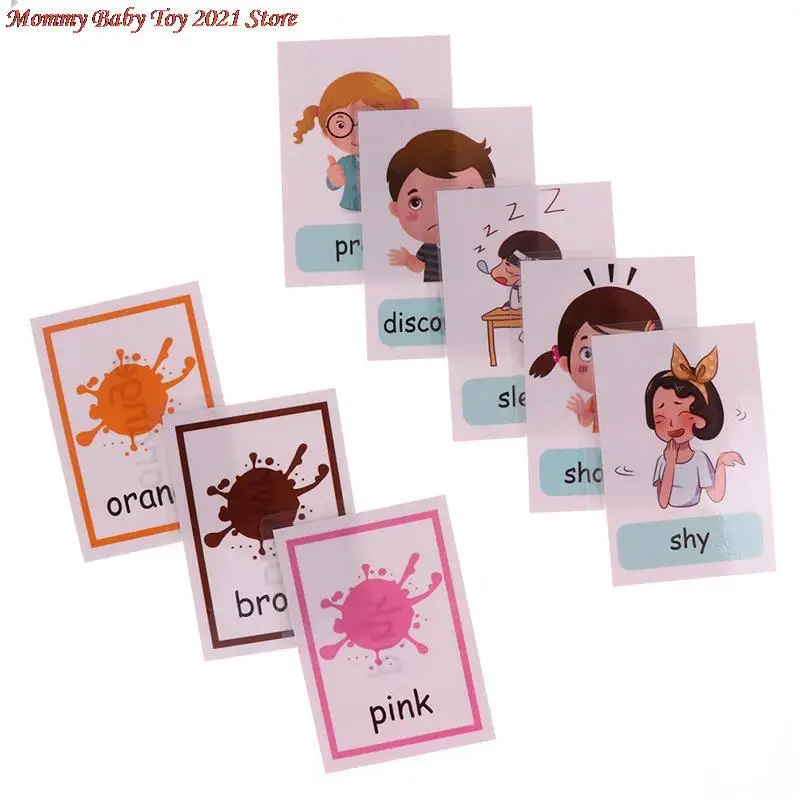

12Pcs New Kids English Learning Word Cards Color Flash Cards Children Color Mood Cognition Memory Education Toy Montessori