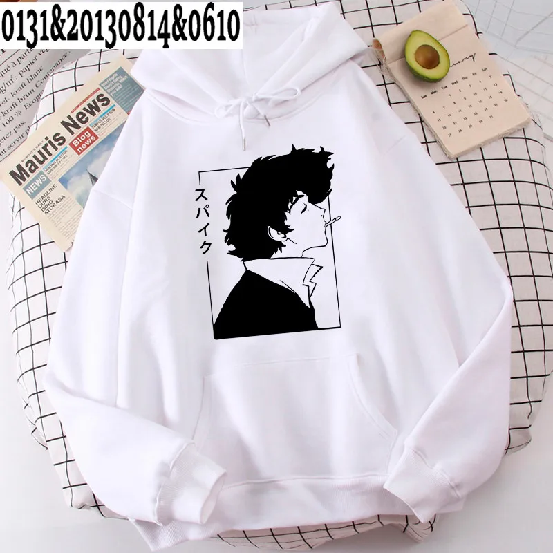 

Cowboy Bebop Graphic White Women Hoodies Kawaii Winter Warm Streetwear Funny Cartoon Printed Unisex Sweatshirts Female Pullover