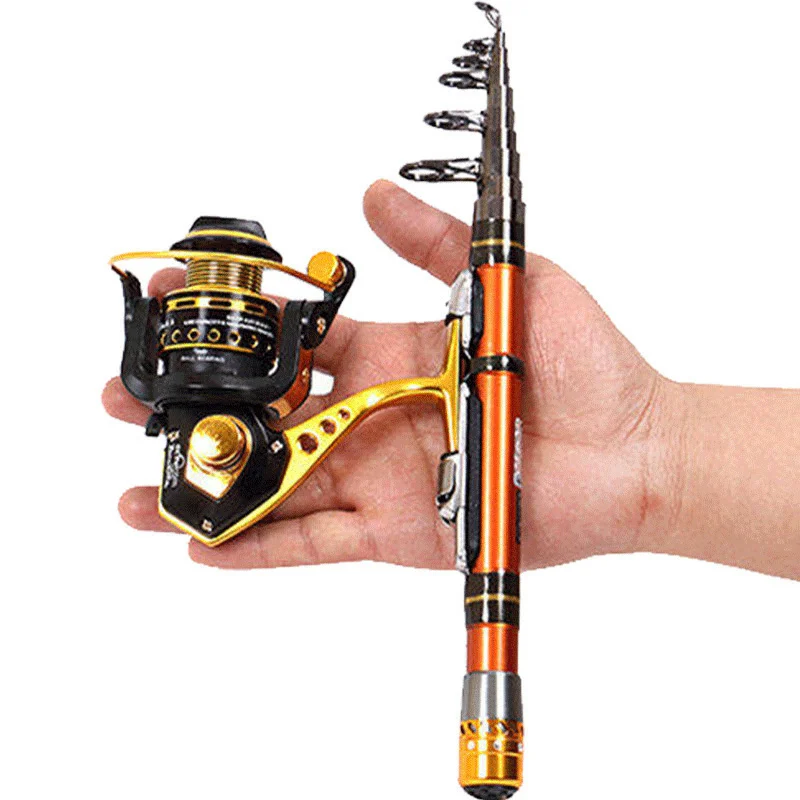 

Genuine GW Mini Miniaturized Fishing rod reel set Japan carbon fiber Telescopic pole 1.5-2.7m Sea Travel Carp fish Tool Portable