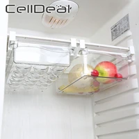 plastic clear fridge organizer slide under shelf drawer box rack refrigerator egg vegetable kitchen fruit food storage container