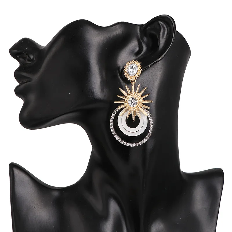 Геометрические большие круглые длинные серьги-подвески женские роскошные