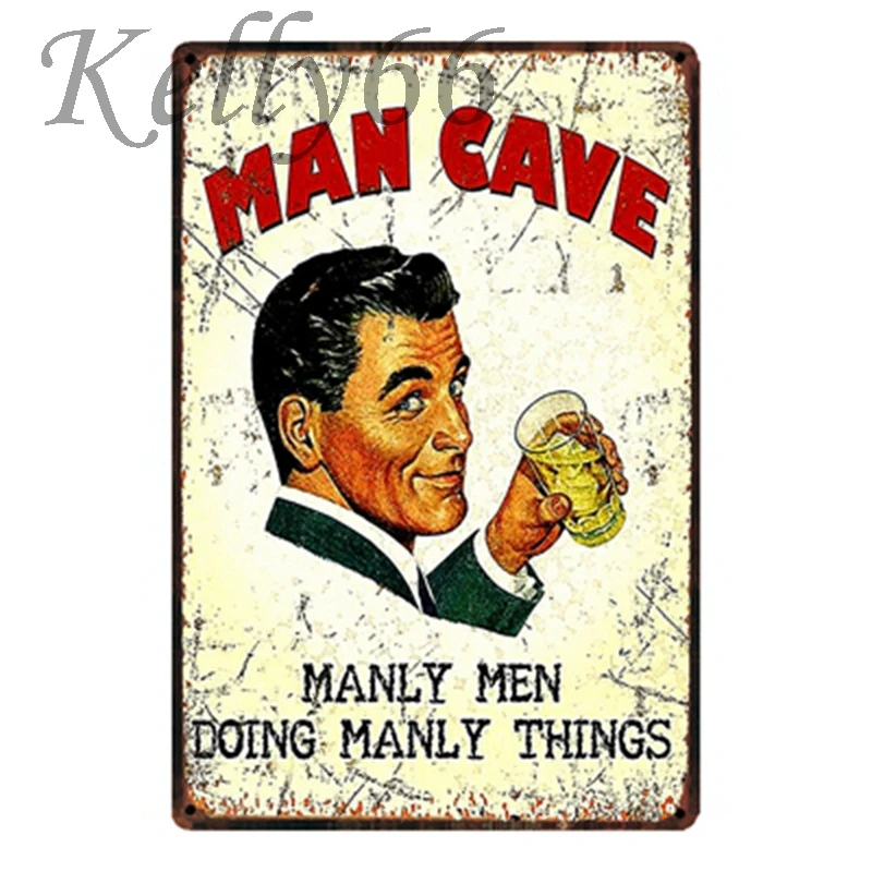 [Kelly66] питьевой холодный пиво человек пещера стиль бесплатно завтра жестяной знак