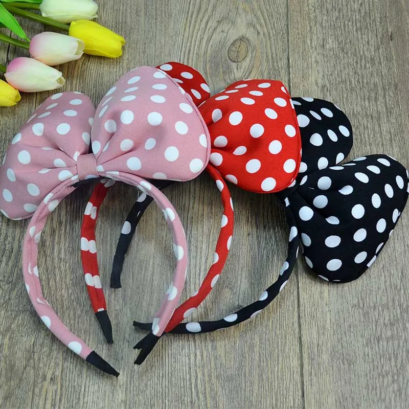 1 шт. Милая повязка на голову с бантом Минни красная волнистая ушками мыши для