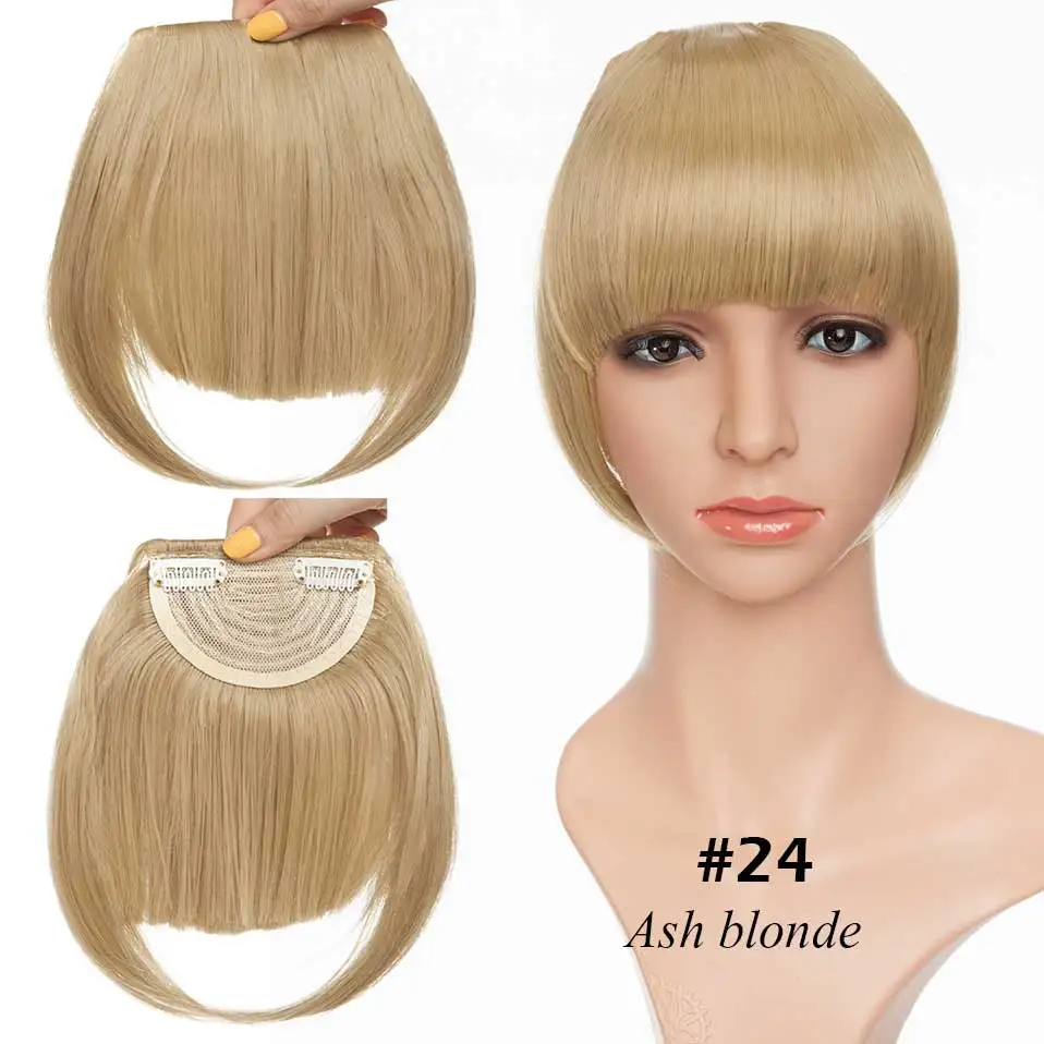 ash blonde S-noilite, 2 зажима, челка, бахрома, синтетический шиньон, бахрома, волосы для наращивания, черный, коричневый, блонд, шиньон для женщин - Цвет: ash blonde