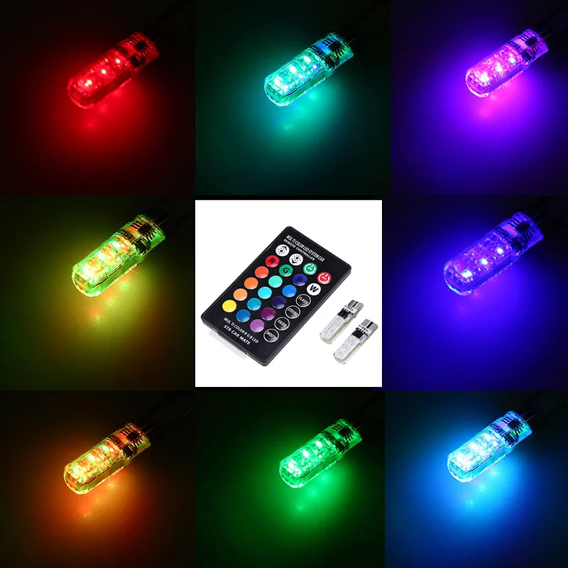 2 шт. светодиодные лампы с цоколем RGB 12 В T10 | Автомобили и мотоциклы