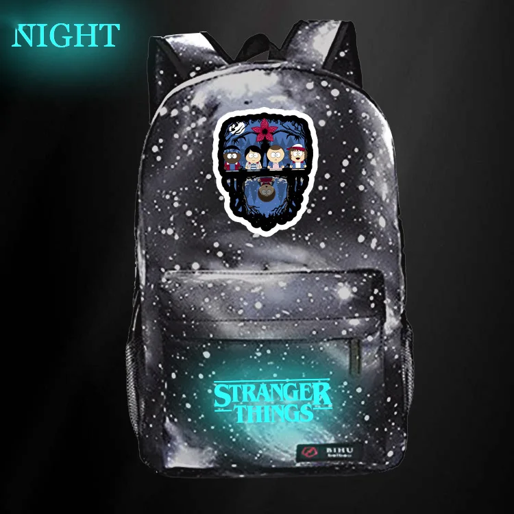 Светящийся рюкзак для ноутбука с галактикой очень странные дела школьные ранцы