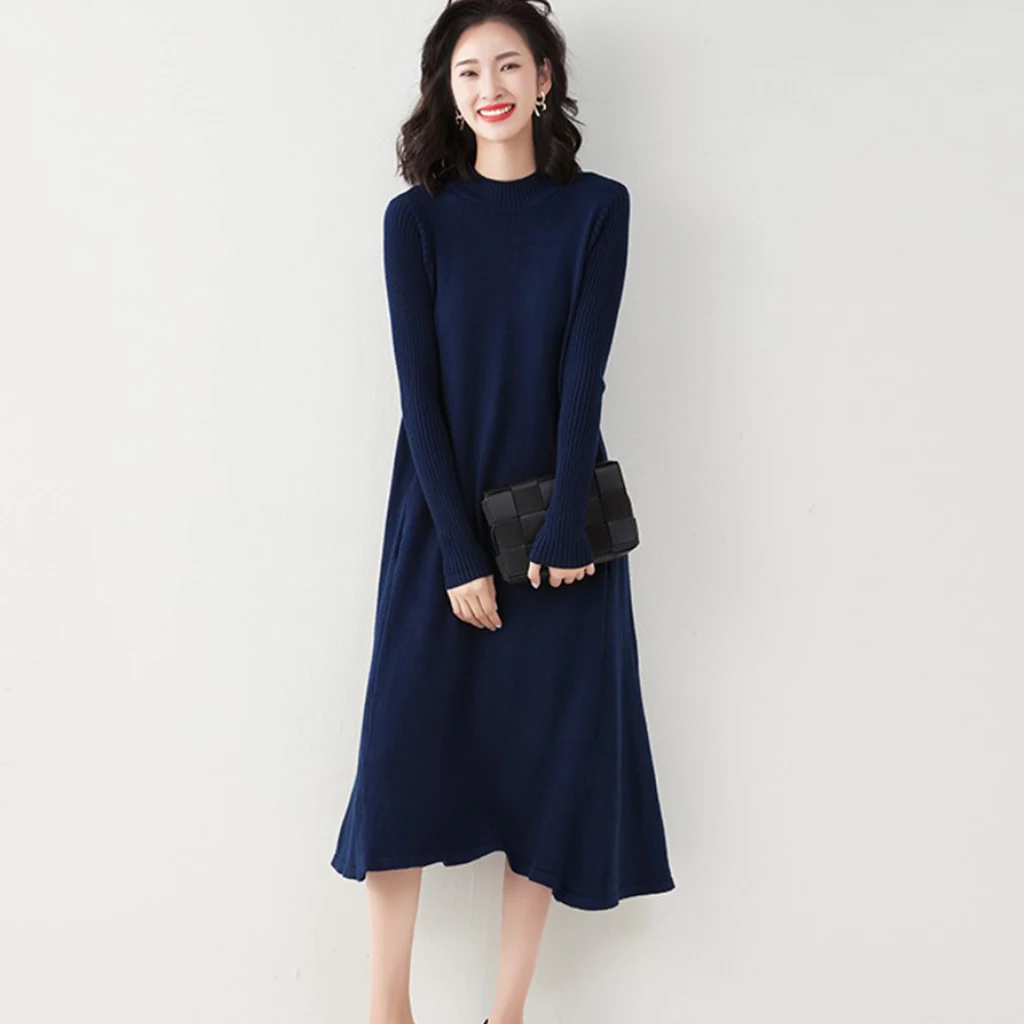 

2020 Autumn Winter Sweater Dress Women New Casual Plus Size Knitted Long Ladies Elegant Dresses Female Loose Bottomed Clothes