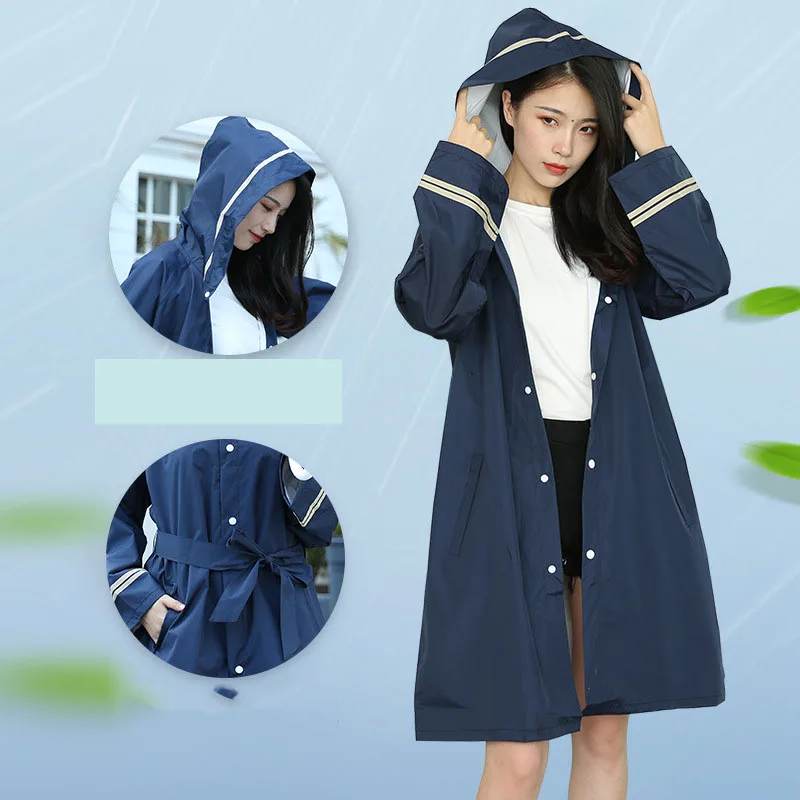 Новинка 2019 куртка дождевик из ПВХ для женщин синяя с капюшоном модный одного