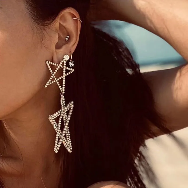 Женские серьги капельки со стразами металлические вечерние большие аксессуары