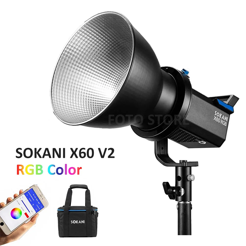 Sokani X60 V2 RGB 80 Вт светодиодный видео COB светильник 5600K уличная фотосъемка при