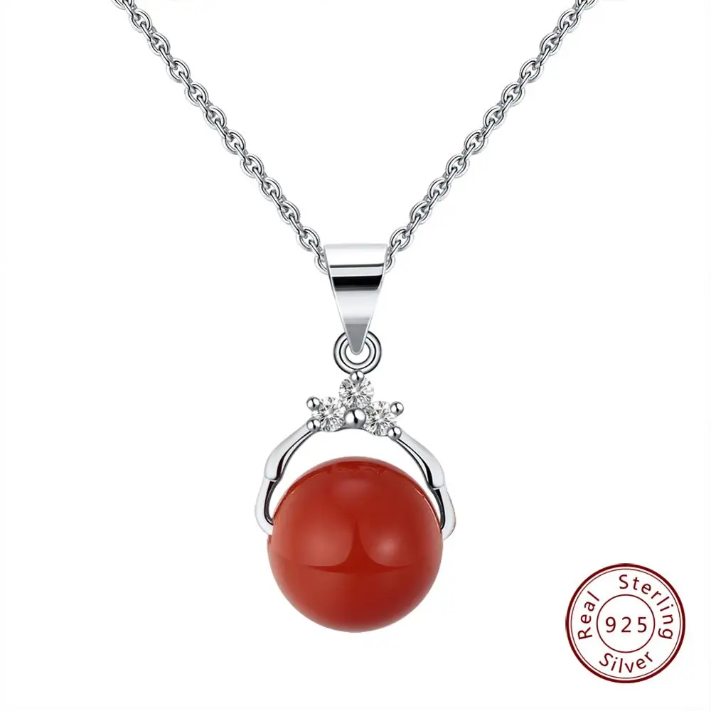 Silver Red Agate Effie queen ожерелье из стерлингового серебра 925 пробы Подвески Ювелирные изделия для женщин с роскошным большим Зеленый хрустальный камень аксессуары BN01 - Цвет камня: Silver Red Agate