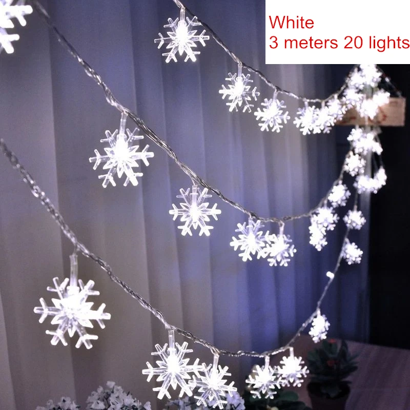 White snowflak 20LED Рождественские украшения 10 20 шаров, марокканский струнный светильник, Рождественский декоративный светильник s, Новогоднее украшение, Рождественский Navidad Noel, L - Цвет: White snowflak 20LED