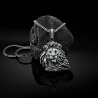 european and american mens ins style windward hairy lion pendant new animal pendant necklace punk hip hop chain
