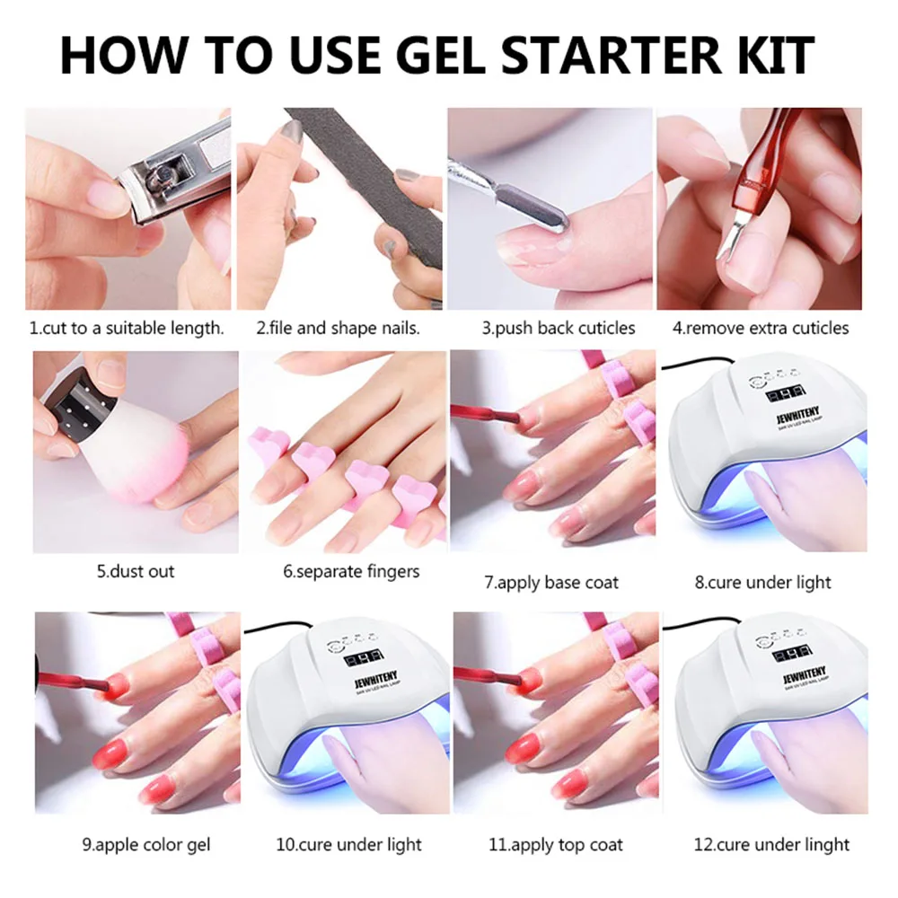 Маникюрный набор для ногтей комплект 120 Вт/80 Вт/54 Вт УФ лампы 10 цветов гель Лаки