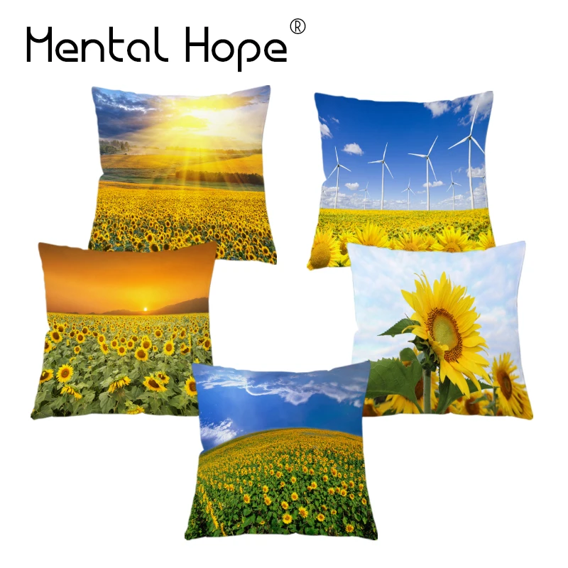 

Модный Плюшевый Декоративный чехол для подушки, Подсолнух, наволочка для подушки, домашний декор, квадратная Мягкая Наволочка для дивана ил...