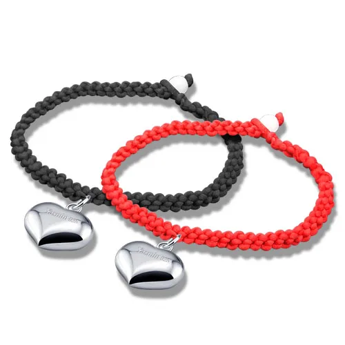 Женский браслет из серебра 925 пробы с Красной веревкой и черной | Украшения