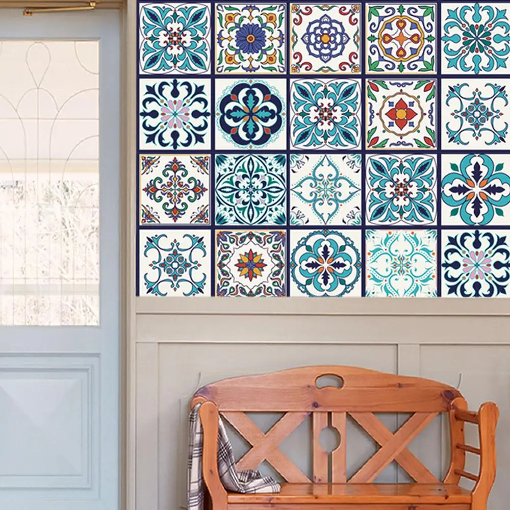 Плитка с цветочным узором настенные стикеры в марокканском стиле для ванной