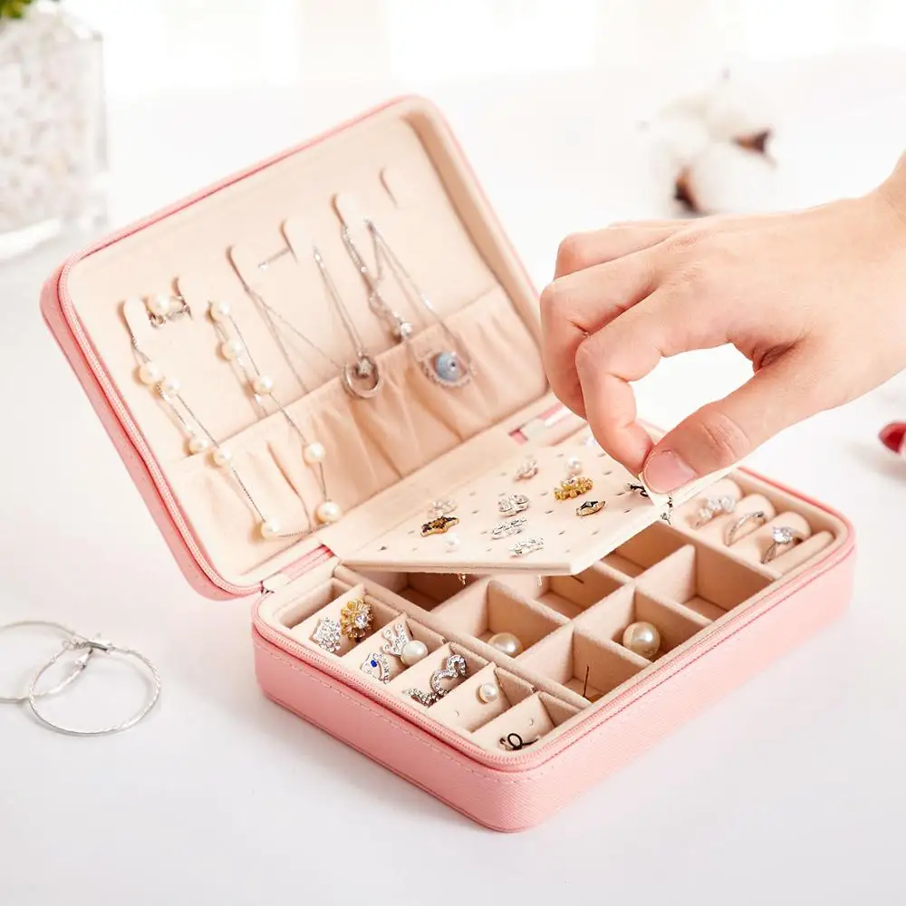 Портативная дорожная маленькая шкатулка для украшений из ПУ кожи органайзер