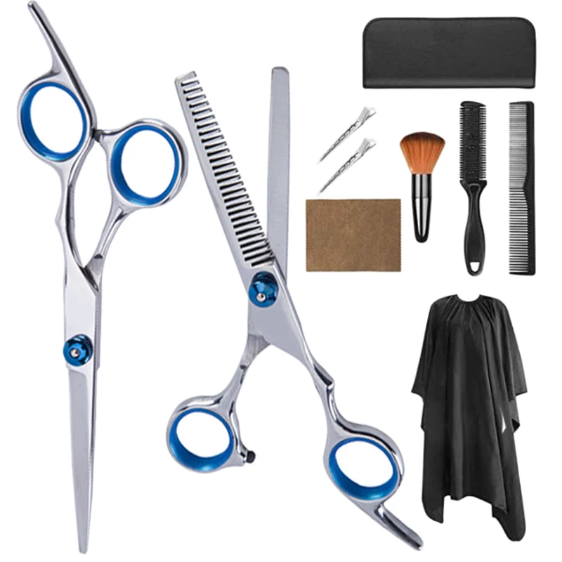 

10 Pcs Hair Cutting Scissors Set with Thinning Scissors Comb Cape Clips Hairdressing Shears Set for Barber Salon Home