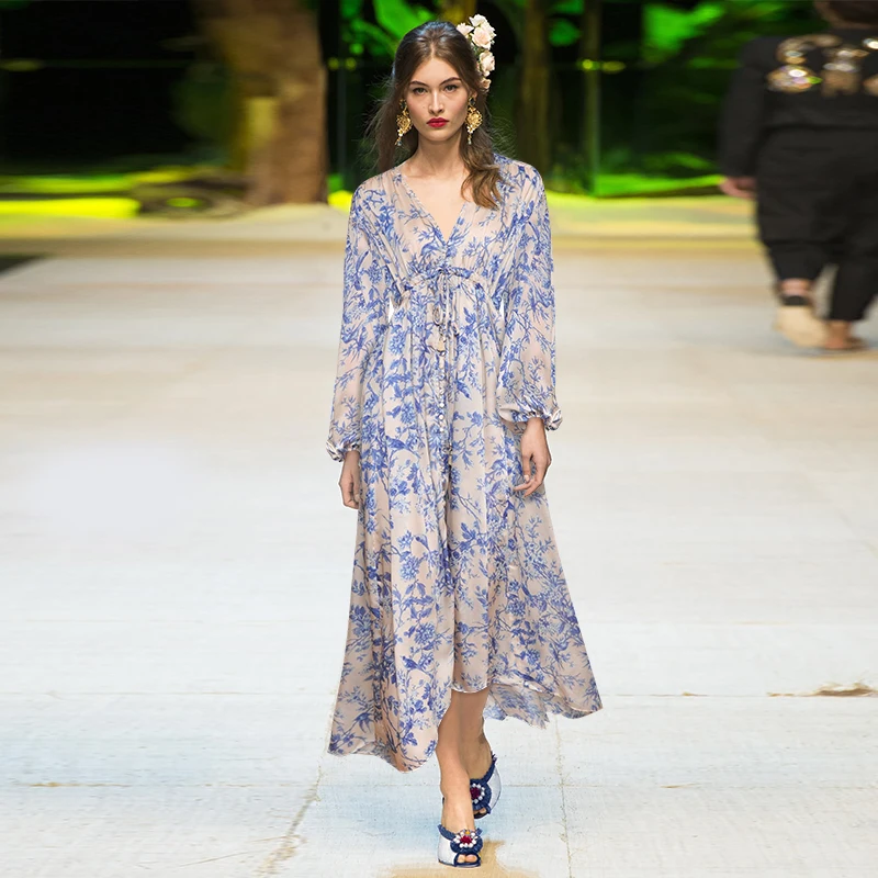 Женское модельное платье в стиле бохо Элегантное Длинное с цветочным принтом