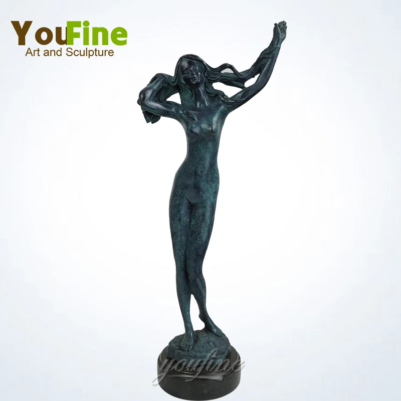 

14.4“ Bronze Nude Women Sculpture Abstract Modern Western Bronze Female Statue With Marble Base For Home Decor Ornaments Crafts