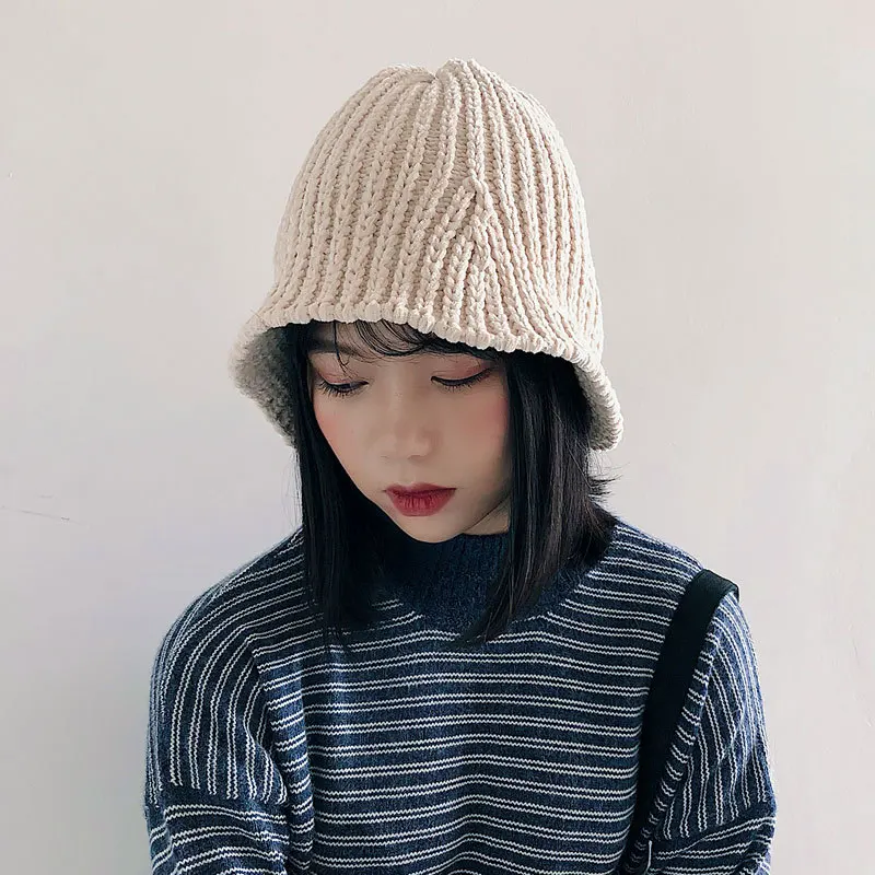 

Women Beret 2021 New Fashion Vintage Women Knitted Hats Women Beret Autumn Winter Hat Warm Casual Simple Beige Pink Black Colors